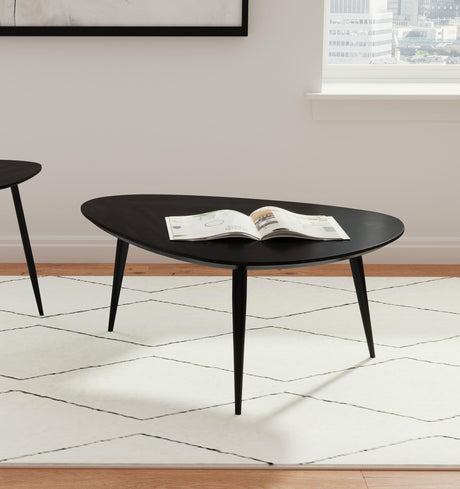 Odessa Black Triangular Solid Wood Coffee Table from Coaster - Luna Furniture
