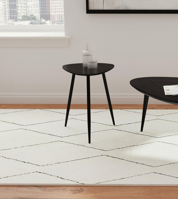 Odessa Black Triangular Solid Wood End Table