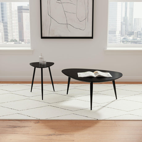 Odessa Black Triangular Solid Wood End Table from Coaster - Luna Furniture