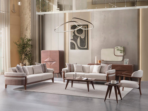 Odin 4-pieces (4 Seater Sofa & 3 Seater Sofa & 2 Chair) Livingroom Set in Cream
