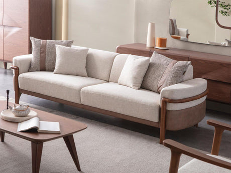 Odin 4-pieces (4 Seater Sofa & 3 Seater Sofa & 2 Chair) Livingroom Set in Cream from Furnia - Luna Furniture