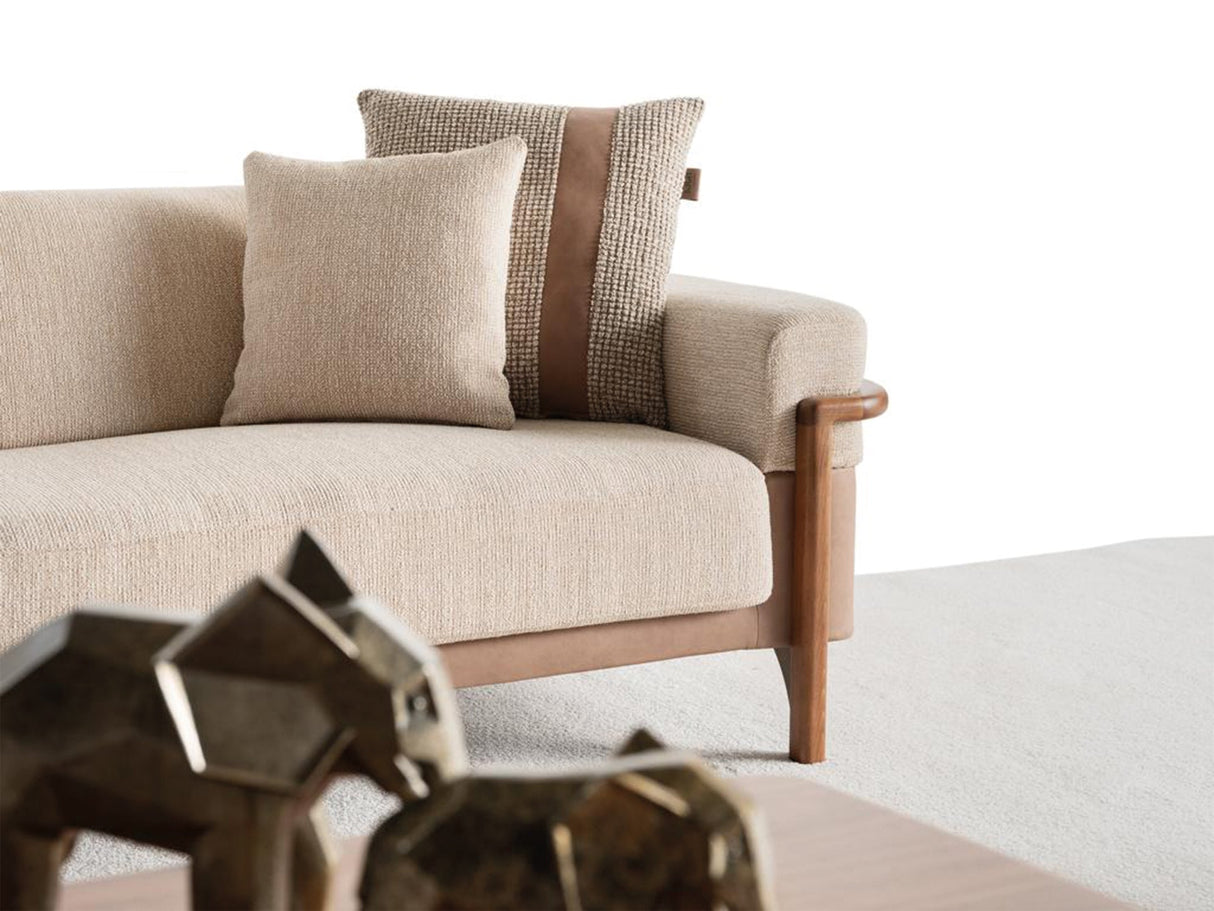 Odin 4-pieces (4 Seater Sofa & 3 Seater Sofa & 2 Chair) Livingroom Set in Cream from Furnia - Luna Furniture
