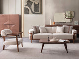 Odin 4-pieces (4 Seater Sofa & 3 Seater Sofa & 2 Chair) Livingroom Set in Cream from Furnia - Luna Furniture