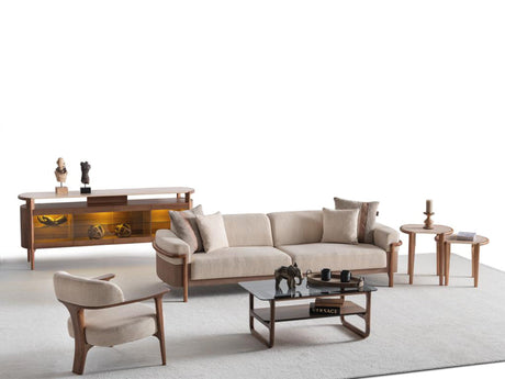 Odin 4-pieces (4 Seater Sofa & 3 Seater Sofa & 2 Chair) Livingroom Set in Cream from Furnia - Luna Furniture