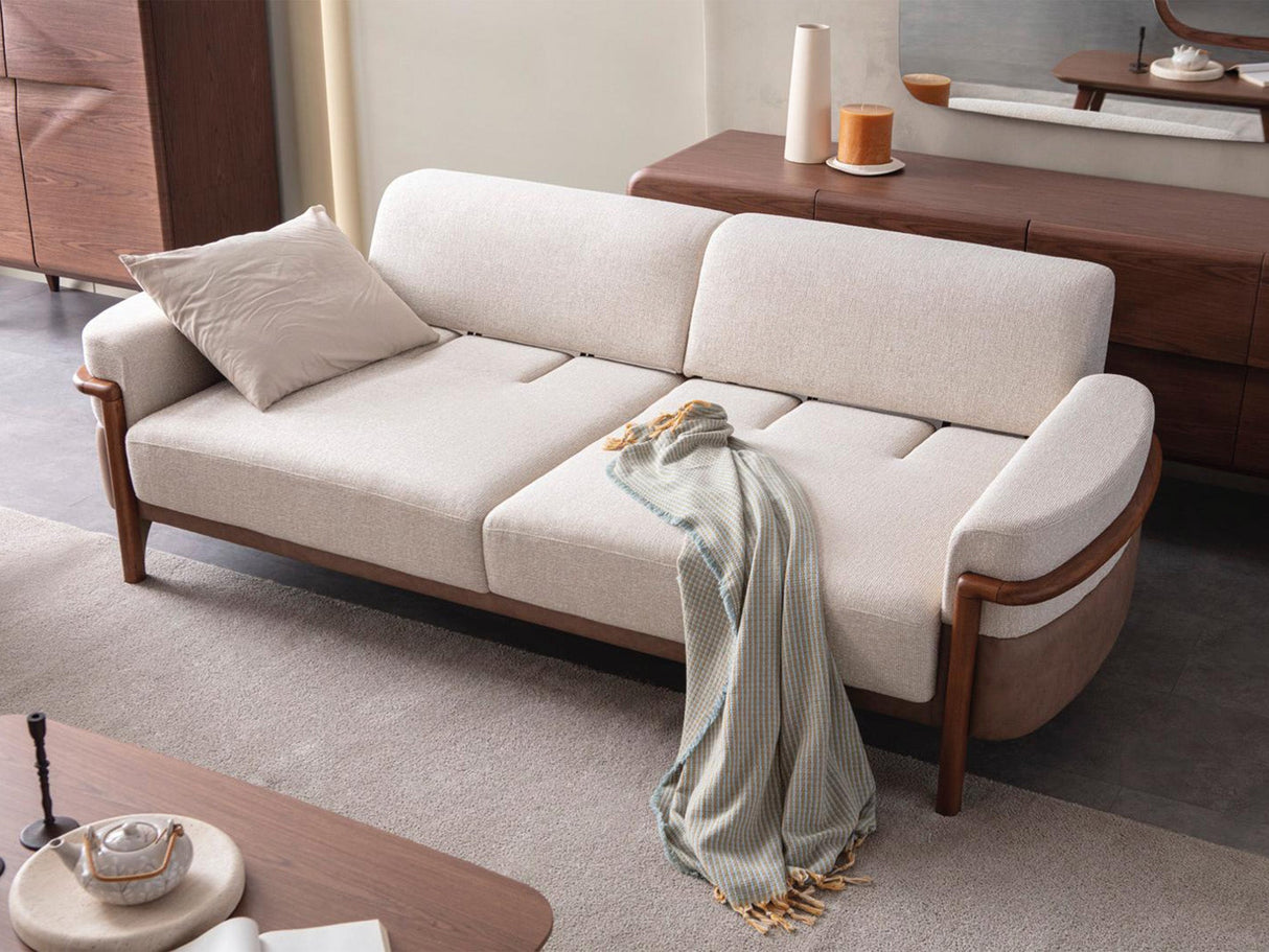 Odin 4-pieces (4 Seater Sofa & 3 Seater Sofa & 2 Chair) Livingroom Set in Cream from Furnia - Luna Furniture