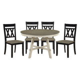 Ogden Graywash/Antique White/Black 5-Piece 48" Round Dining Room Set from Homelegance - Luna Furniture