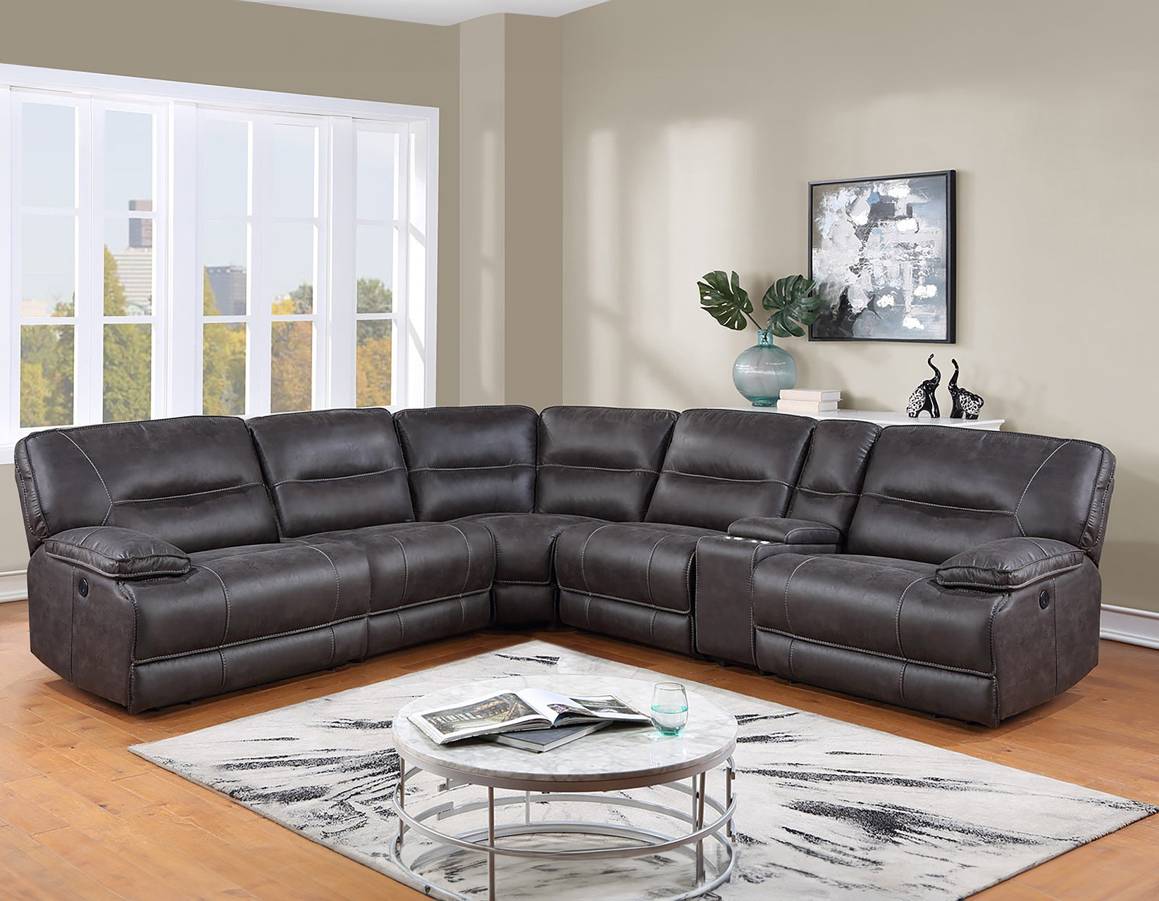 Ogden Granite 6-Piece Power Sectional – Luna Furniture