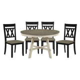Ogden Graywash/Antique White/Black 5-Piece 48" Round Dining Room Set from Homelegance - Luna Furniture
