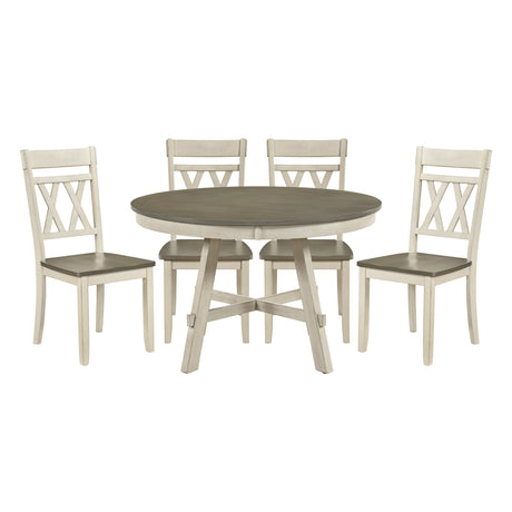 Ogden Graywash/Antique White 5-Piece 48" Round Dining Room Set from Homelegance - Luna Furniture