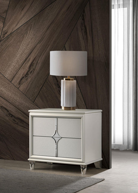Olivia Pearl White 2-Drawer Nightstand from Coaster - Luna Furniture