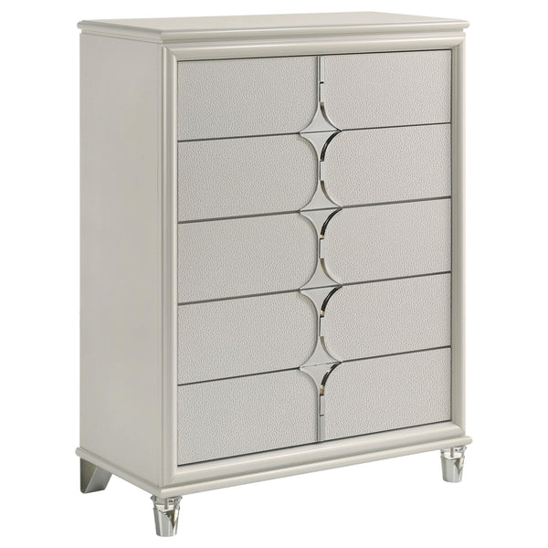 Olivia Pearl White 5-Drawer Bedroom Chest