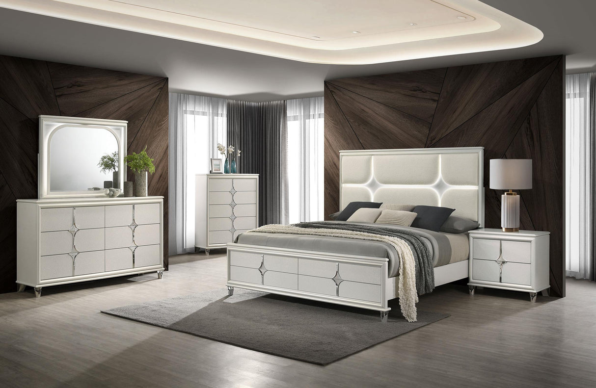 Olivia Pearl White 5-Drawer Bedroom Chest from Coaster - Luna Furniture