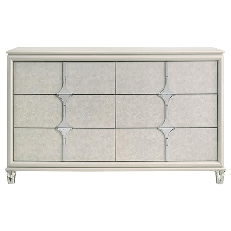 Olivia Pearl White 6-Drawer Dresser from Coaster - Luna Furniture