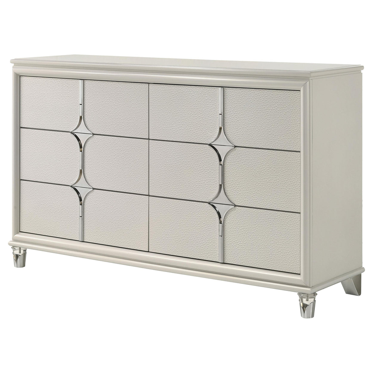 Olivia Pearl White 6-Drawer Dresser from Coaster - Luna Furniture