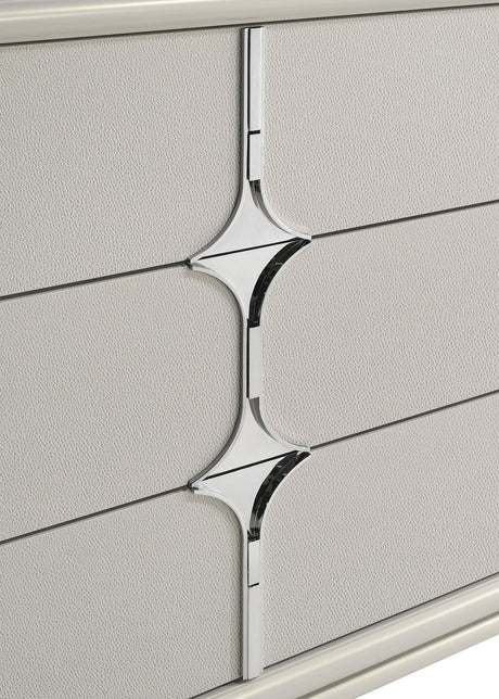 Olivia Pearl White 6-Drawer Dresser and LED Mirror from Coaster - Luna Furniture