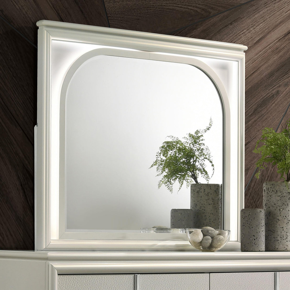 Olivia Pearl White LED Dresser Mirror (Mirror Only) from Coaster - Luna Furniture