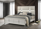 Olivia Pearl White Queen Panel Bed LED Headboard from Coaster - Luna Furniture