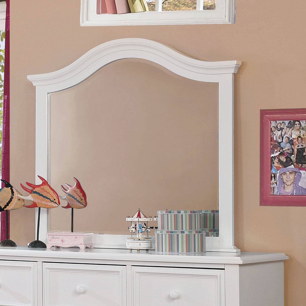 Olivia White Mirror (Mirror Only) from Furniture of America - Luna Furniture