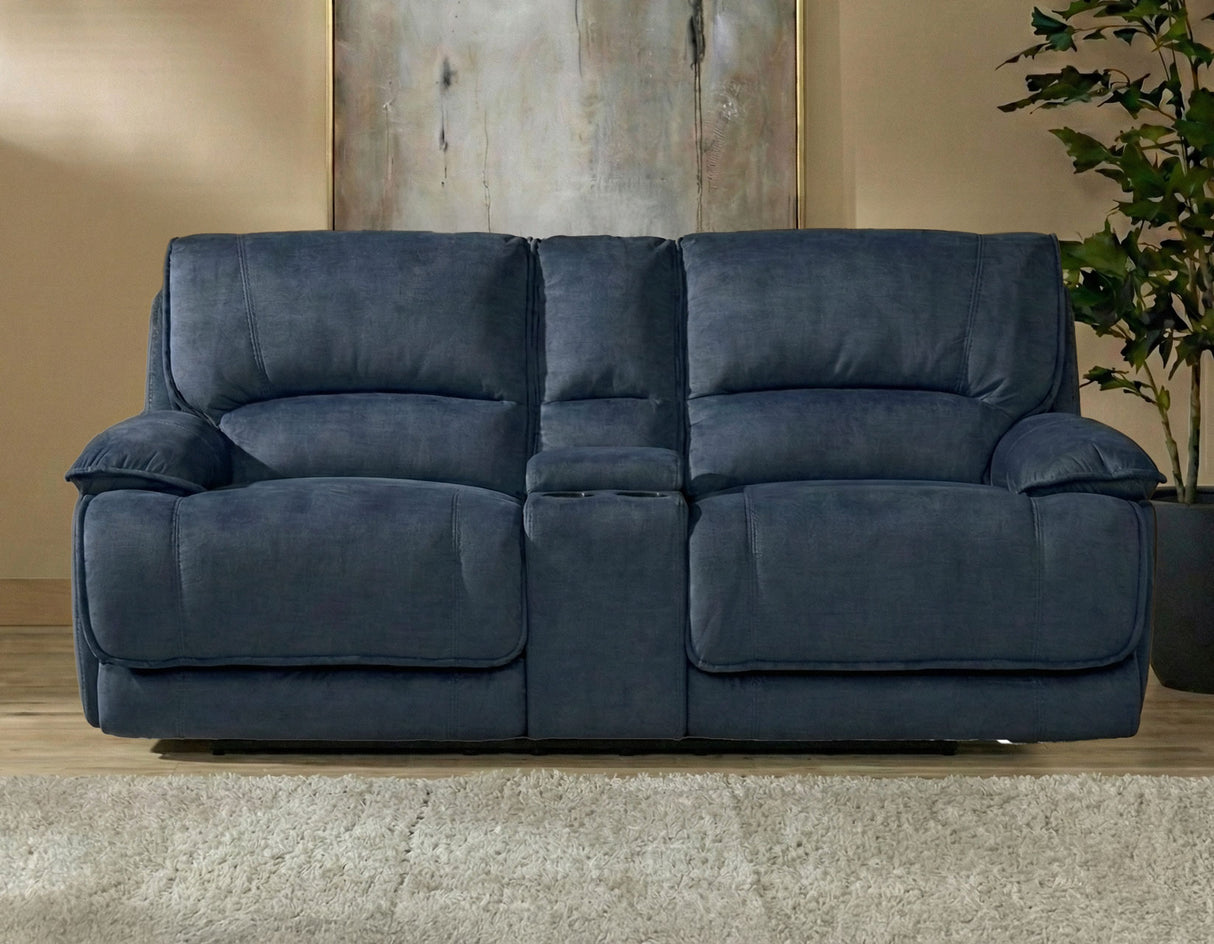 Olsen 3-Piece Dual-Power Reclining Set, Indigo – Sofa, Loveseat, Recliner from Steve Silver - Luna Furniture