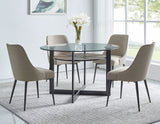 Olson 48 inch Round Glass Top Dining Table from Steve Silver - Luna Furniture