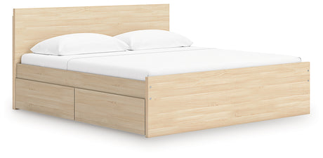 Onita Natural Queen Panel Platform Bed with 2 Side Storage from Ashley - Luna Furniture