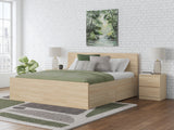 Onita Natural Queen Panel Platform Bed with 2 Side Storage from Ashley - Luna Furniture