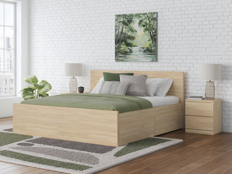 Onita Natural Queen Panel Platform Bed with 2 Side Storage from Ashley - Luna Furniture