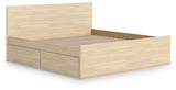 Onita Natural Queen Panel Platform Bed with 2 Side Storage from Ashley - Luna Furniture