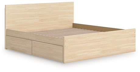 Onita Natural Queen Panel Platform Bed with 2 Side Storage from Ashley - Luna Furniture