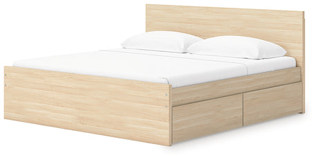 Onita Natural Queen Panel Platform Bed with 2 Side Storage from Ashley - Luna Furniture