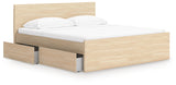 Onita Natural Queen Panel Platform Bed with 2 Side Storage from Ashley - Luna Furniture