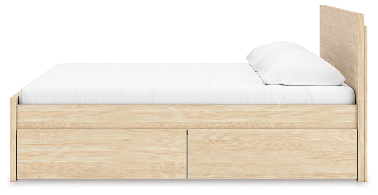 Onita Natural Queen Panel Platform Bed with 2 Side Storage from Ashley - Luna Furniture