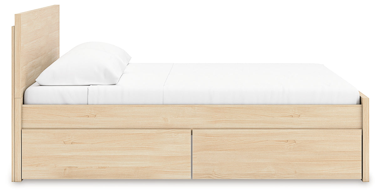 Onita Natural Queen Panel Platform Bed with 2 Side Storage from Ashley - Luna Furniture
