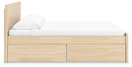 Onita Natural Queen Panel Platform Bed with 2 Side Storage from Ashley - Luna Furniture