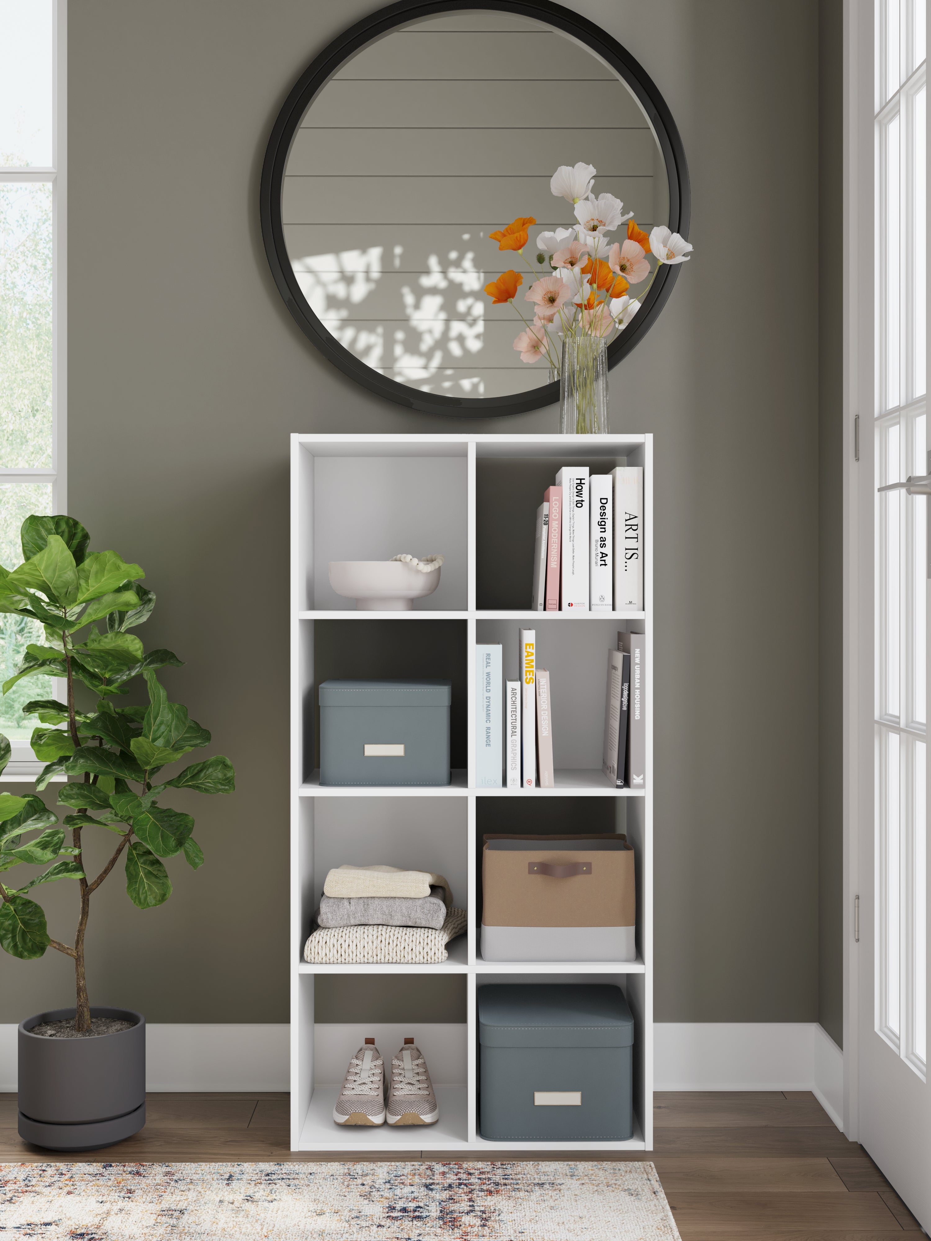 Onita White Eight Cube Organizer – Luna Furniture