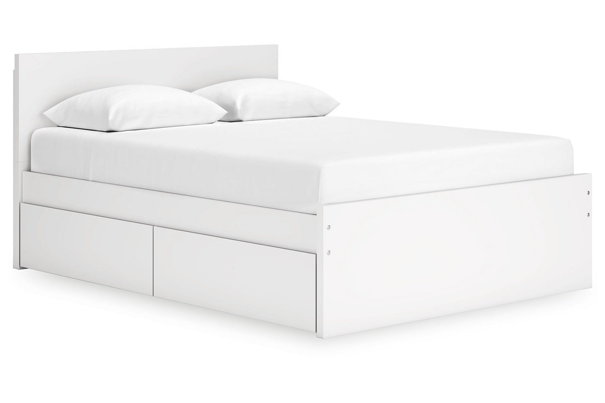 Onita White Queen Storage Platform Bed with 2 Drawers from Ashley Furniture - Luna Furniture