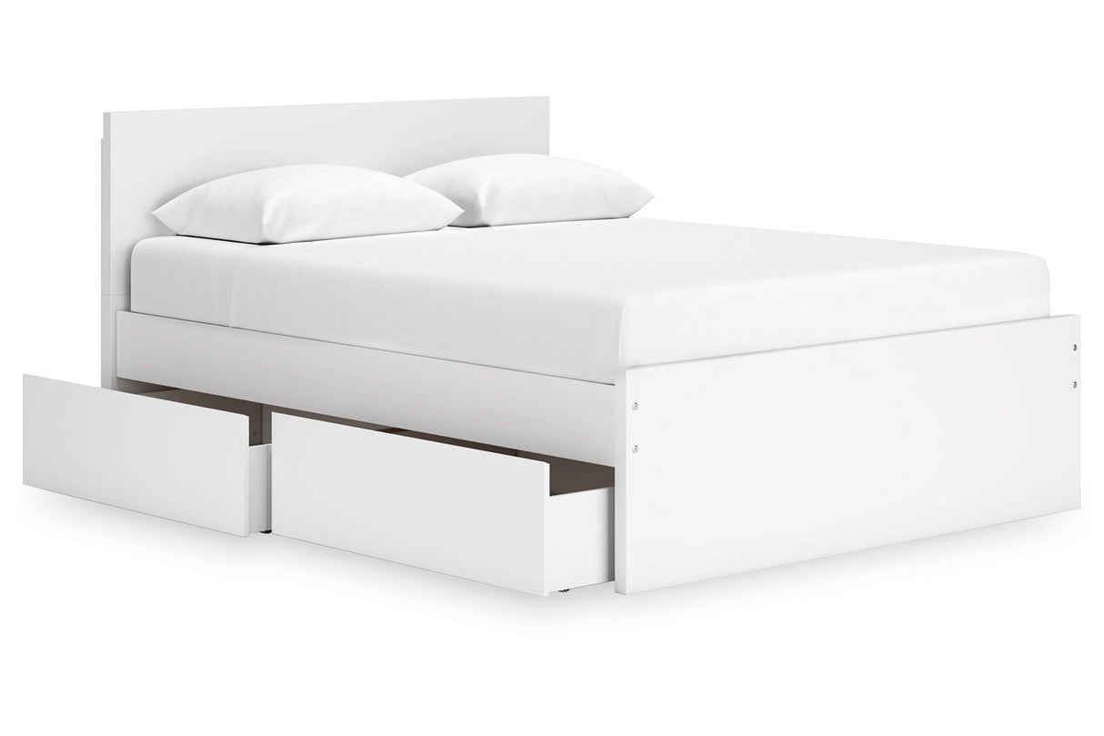Onita White Queen Storage Platform Bed with 2 Drawers from Ashley Furniture - Luna Furniture