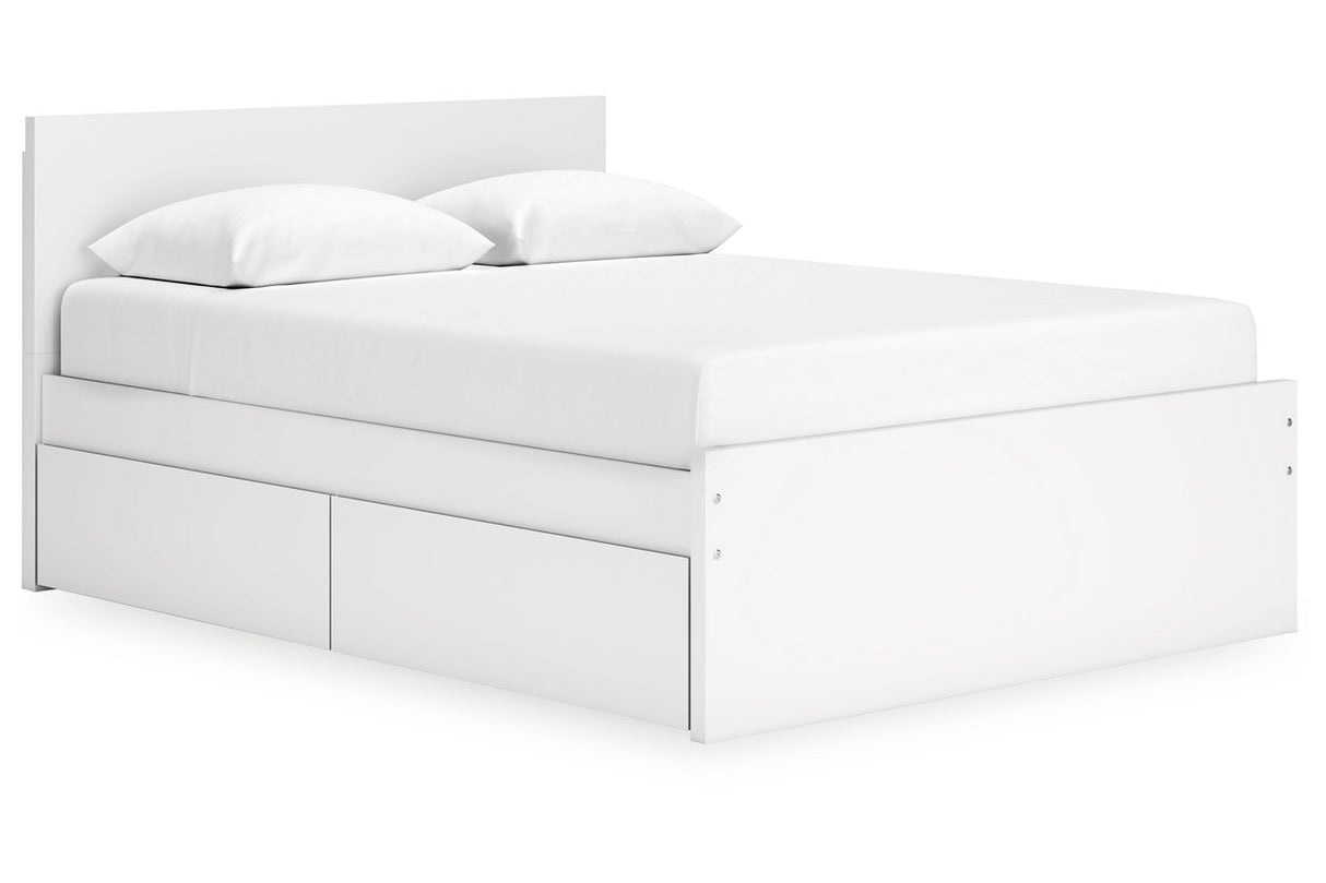 Onita White Queen Storage Platform Bed with 4 Drawers from Ashley Furniture - Luna Furniture