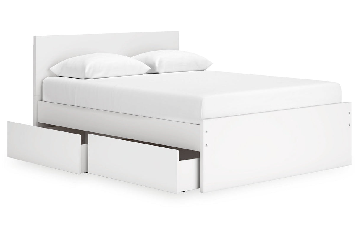 Onita White Queen Storage Platform Bed with 4 Drawers from Ashley Furniture - Luna Furniture