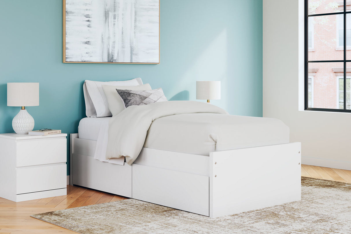 Onita White Twin Storage Platform Bed with 2 Drawers from Ashley - Luna Furniture