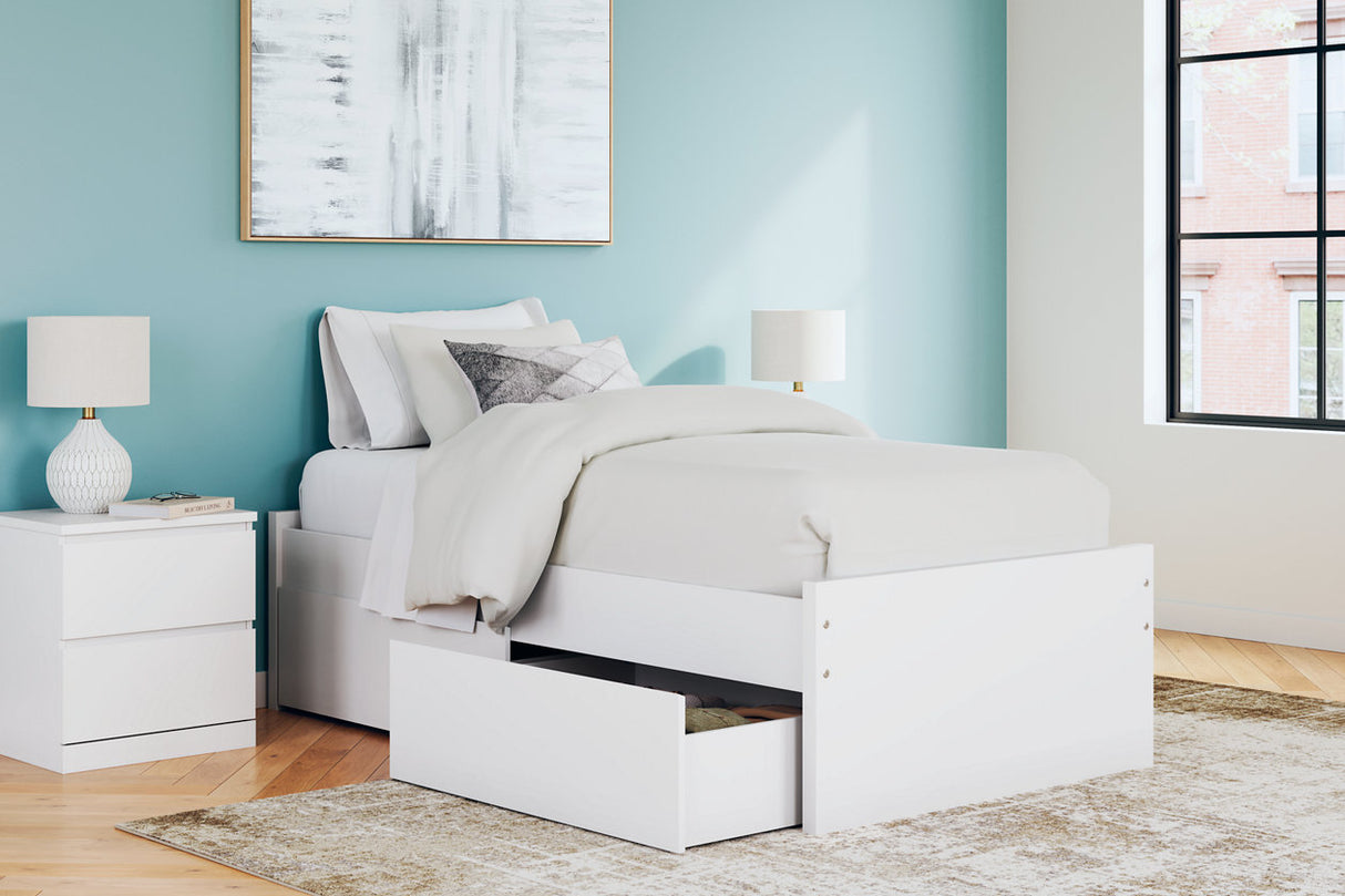 Onita White Twin Storage Platform Bed with 2 Drawers from Ashley - Luna Furniture