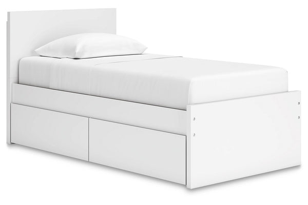 Onita White Twin Storage Platform Bed with 4 Drawers