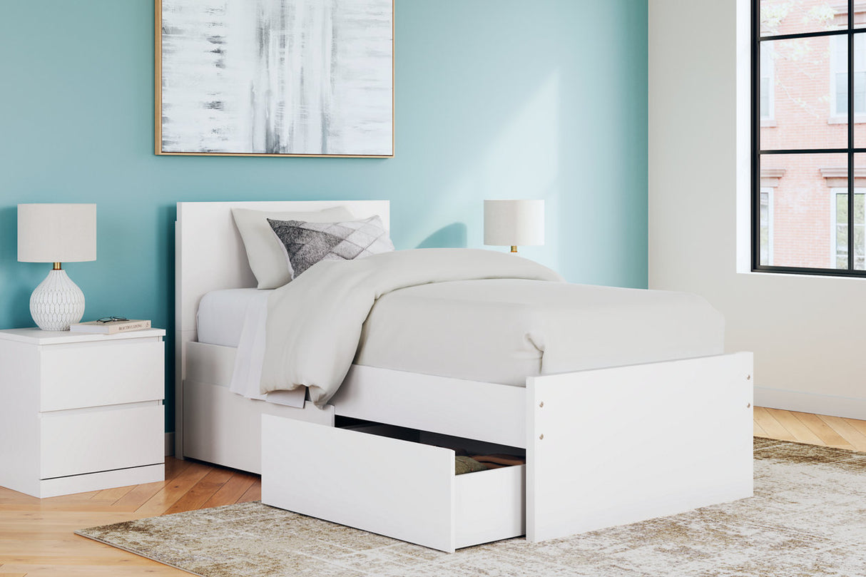 Onita White Twin Storage Platform Bed with 4 Drawers from Ashley - Luna Furniture