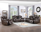 Oportuna Coffee 3-Piece Dual Power Reclining Living Room Set from Steve Silver - Luna Furniture