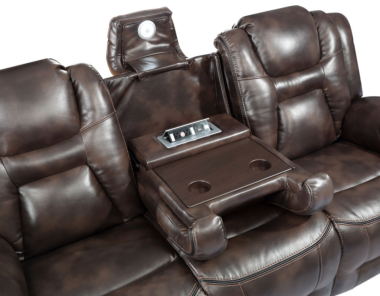 Oportuna Coffee 3-Piece Dual Power Reclining Living Room Set from Steve Silver - Luna Furniture