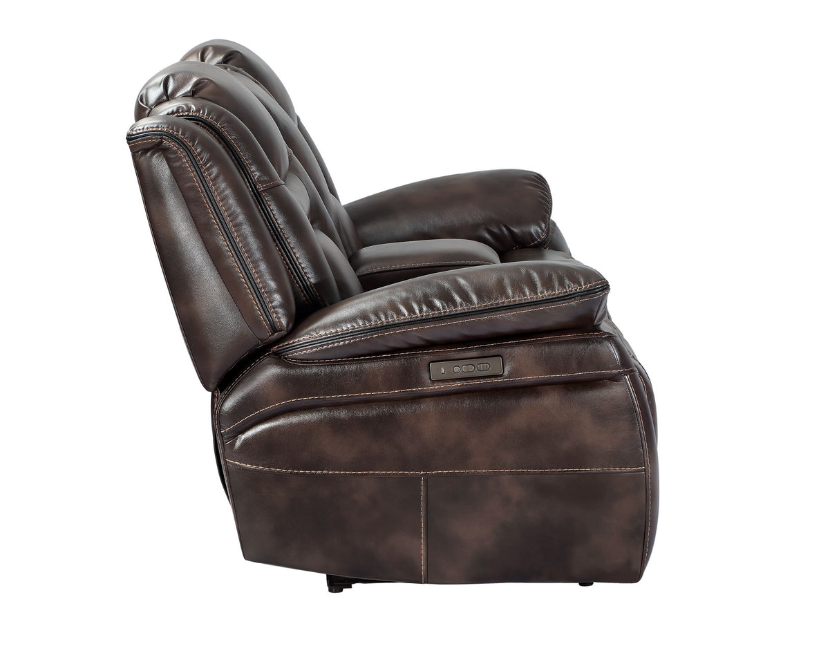 Oportuna Coffee Dual-Power Reclining Console Loveseat from Steve Silver - Luna Furniture