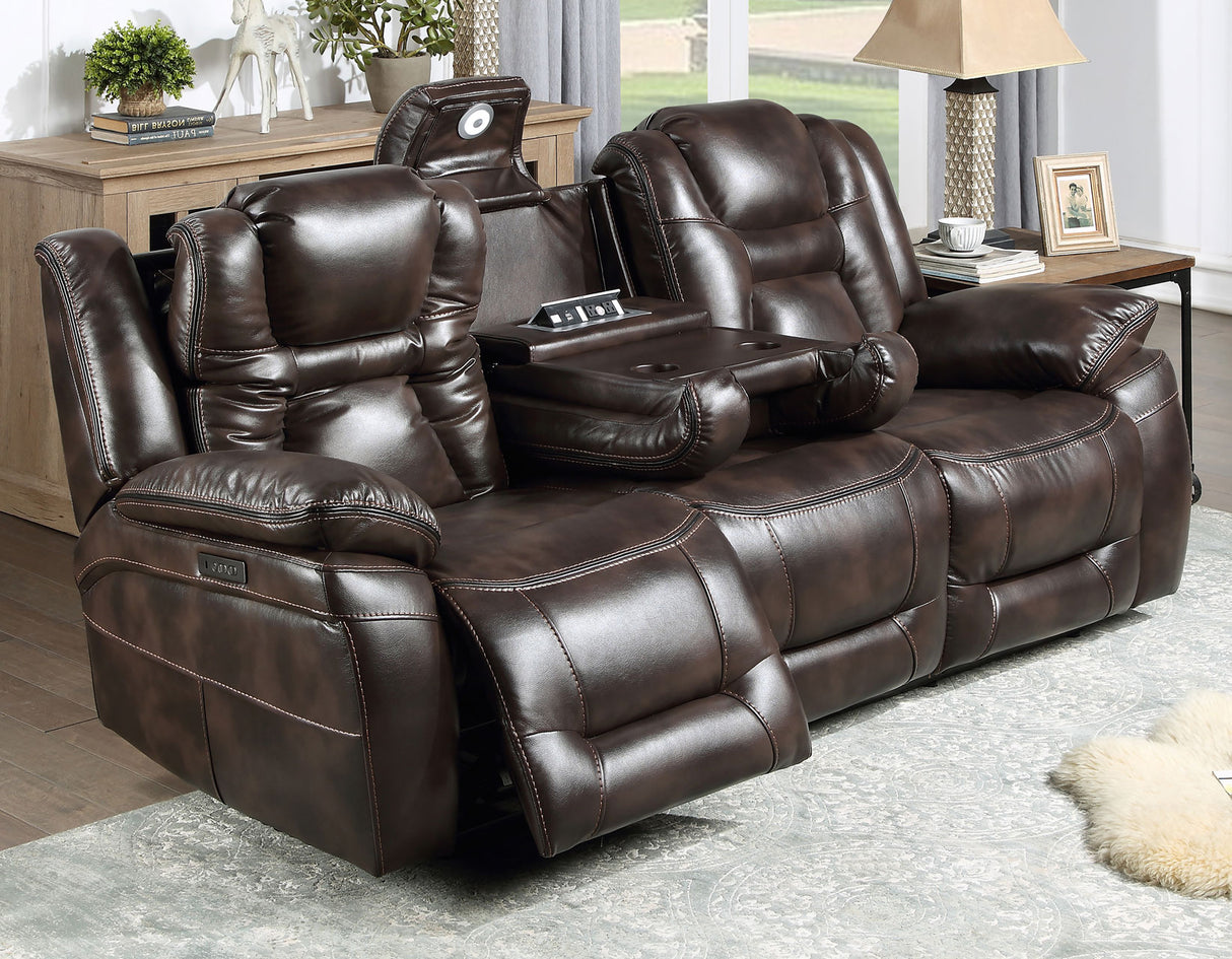 Oportuna Coffee Dual-Power Reclining Sofa w/Drop-Down Table from Steve Silver - Luna Furniture