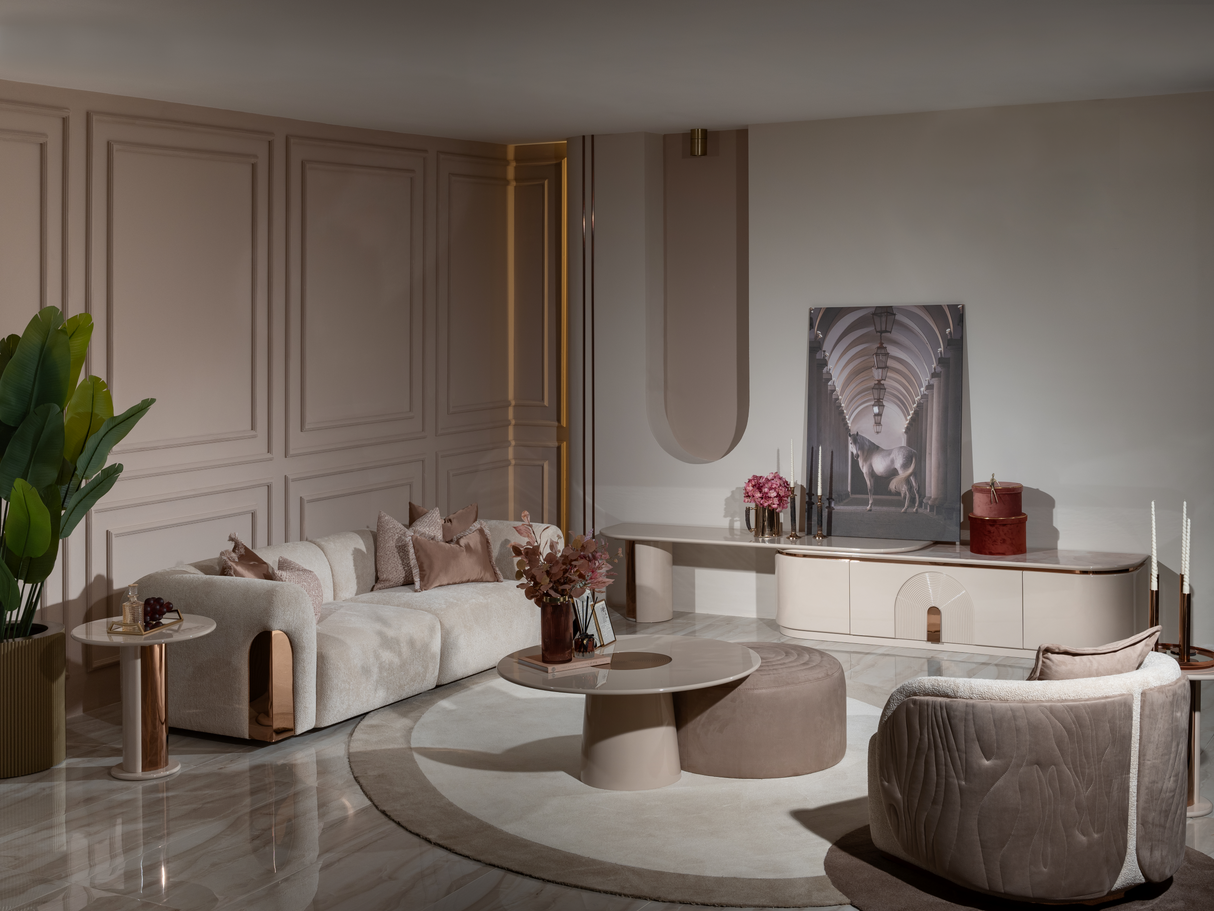 Opulenze Cream and Rose Gold Living Room Set from Luna Luxury - Luna Furniture