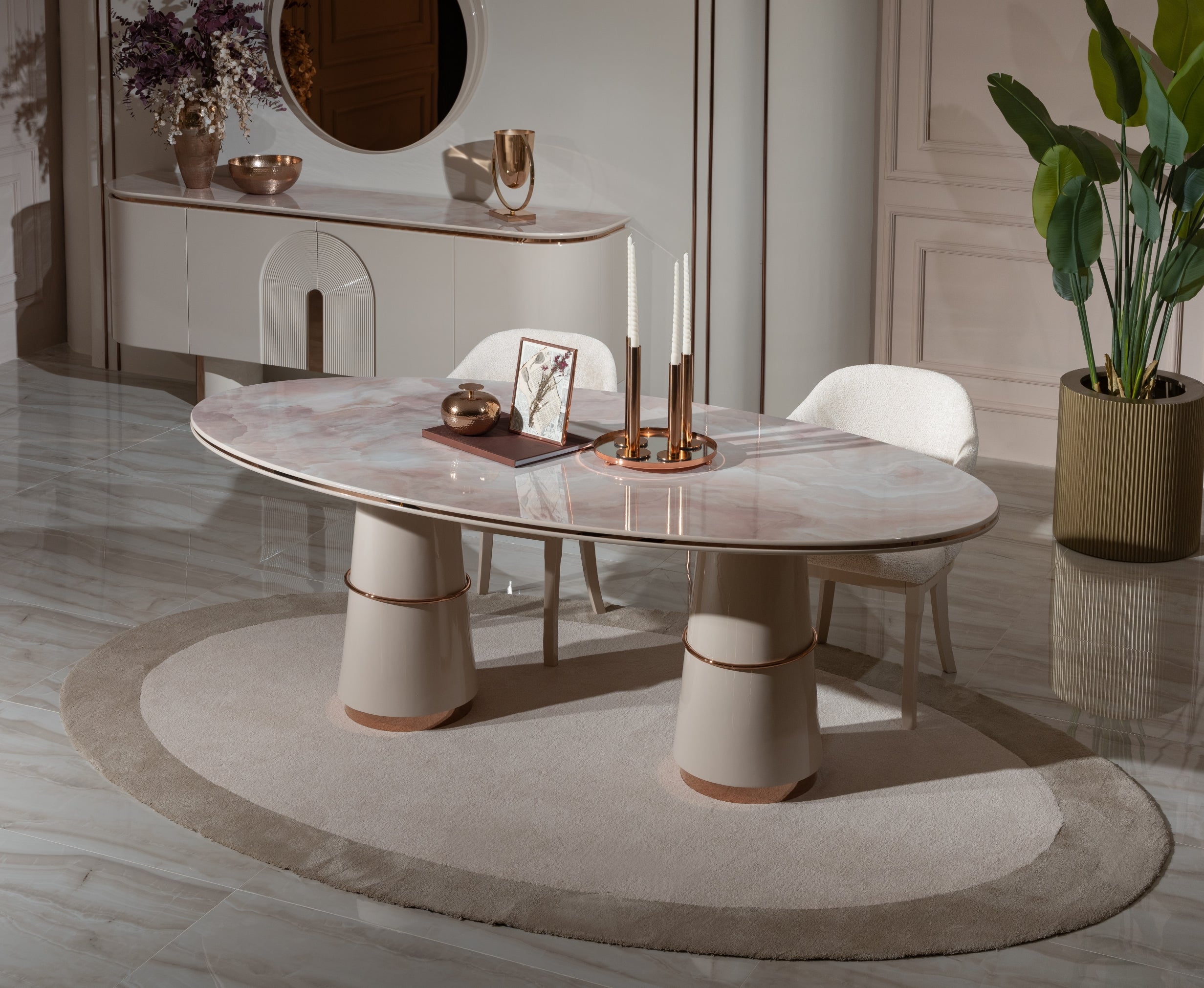 Opulenze Oval Dining Table – Luna Furniture