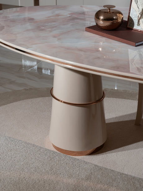 Opulenze Cream and Rose Gold Dining Set from Luna Luxury - Luna Furniture